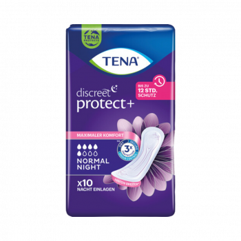 TENA Discreet protect+ Normal Night Einlagen, mittlere Blasenschwäche, 10 Stück